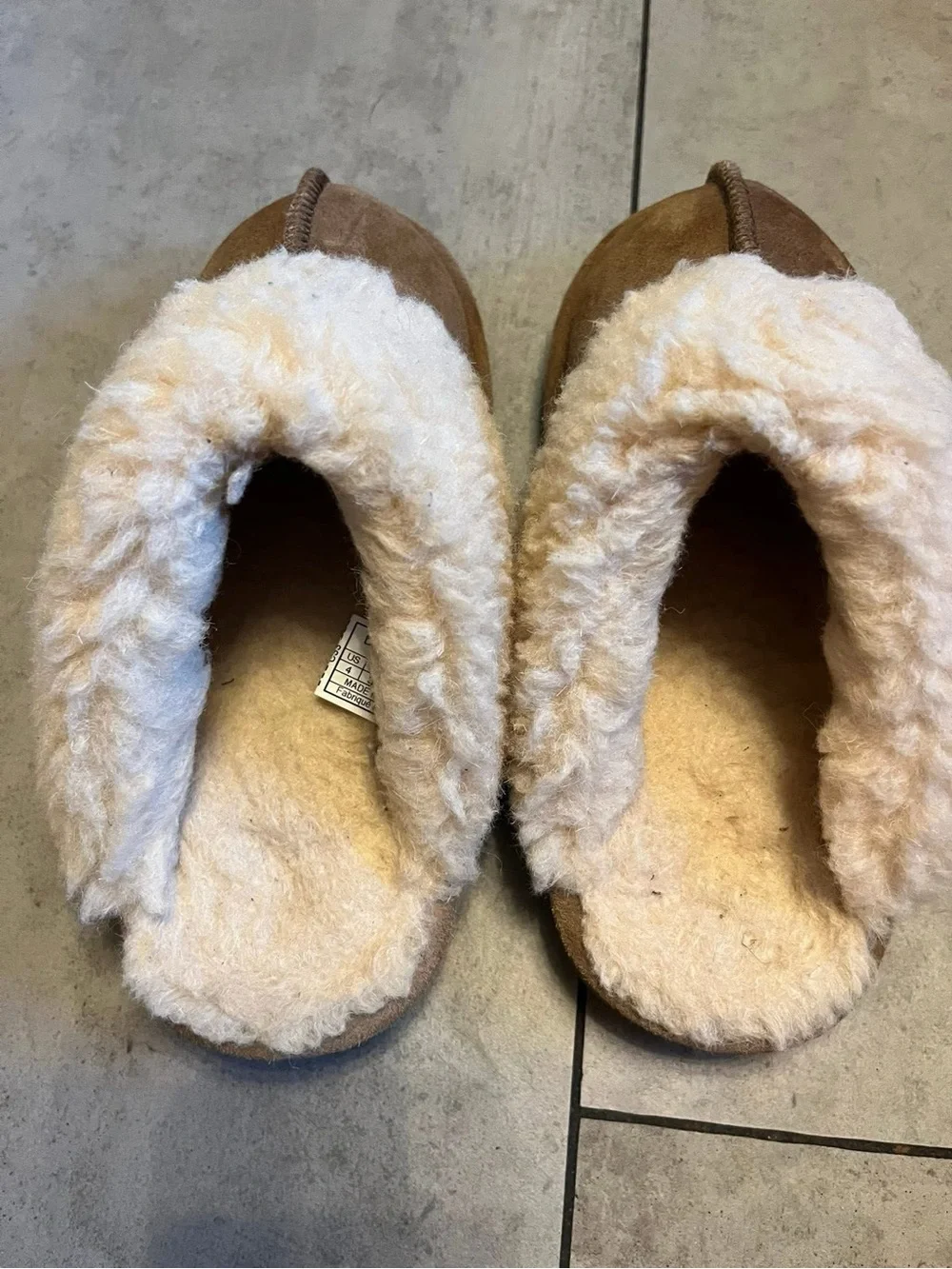 BearPaw Kids Brown Suede Slipper Clogs with Cream Shearling